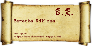 Beretka Rózsa névjegykártya